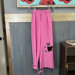 Pink High-Waisted Pants